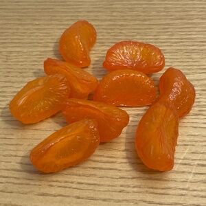 Vtg Realistic Rubber Orange Tangerine Pieces Faux Fruit Citrus Prop MCM Rare!